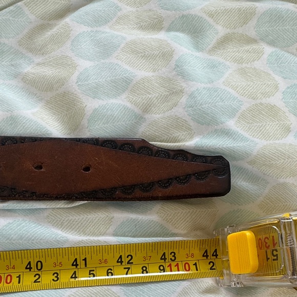 Brown Leather Belt with Brass Buckle - Picture 10 of 10